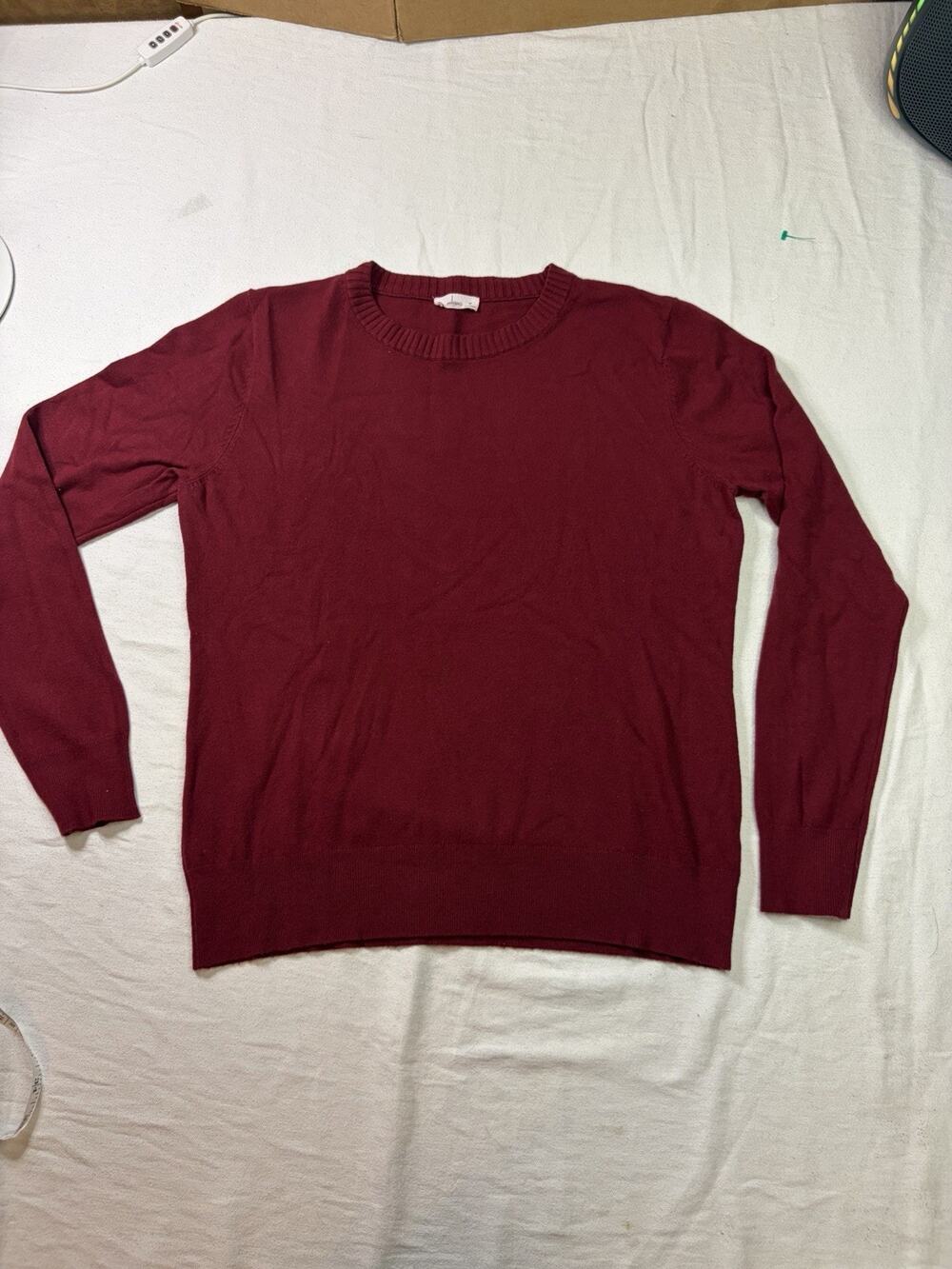 Milano Essentials Sweater Women’s M Burgundy Crewneck Long Sleeve Lightweight